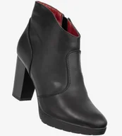 Botki damskie - Botki Damskie Ekoskóra Buty Zimowe Na Słupku Jezzi Czarne DA38-1 Czarny 38 - miniaturka - grafika 1