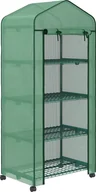 Szklarnie ogrodowe - Szklarnia foliowa Outsunny z rolką, szklarnia z 4 półkami, szklarnia foliowa ze stalową ramą, do ogrodu, na balkon 69 x 50 x 165 cm, zielona - miniaturka - grafika 1