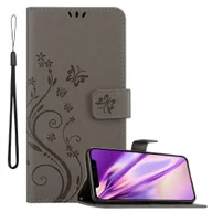 Etui i futerały do telefonów - Etui Cadorabo do Apple iPhone 11 PRO (XI PRO) w kolorze FLORAL GREY Etui na telefon komórkowy w kwiatowy wzór z magnetycznym zamknięciem, funkcją podstawki i 3 miejscami na karty Etui Pokrowiec Pokrowiec ochronny Etui Etui - miniaturka - grafika 1