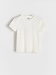 Reserved - Prążkowany t-shirt - złamana biel - Koszulki dla dziewczynek - miniaturka - grafika 1