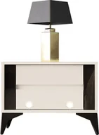 Szafki nocne - MEGSTYL SZAFKA NOCNA 61CM Z 2 SZUFLADAMI NA CZARNYCH NÓŻKACH - EVEL 4 biały mat - biały połysk - miniaturka - grafika 1