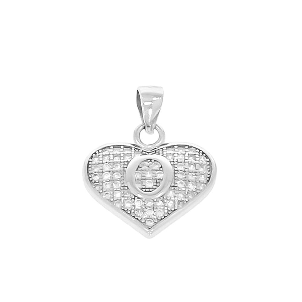 Srebrna zawieszka wisiorek litera literka O w serduszku pr. 925