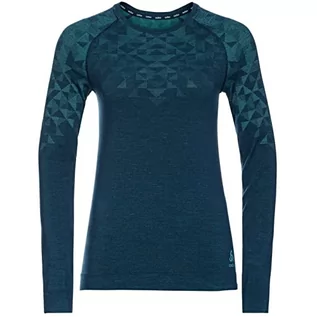 Koszulki i topy damskie - Odlo Damski Kinship ciepły L/S Base Layer Top, Blue Wing Turkusowy Melange, M - grafika 1