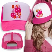 Czapki i chusty sportowe męskie - CZAPKA RÓŻOWA Z Daszkiem Na Wiosnę NICE DAY Wzory - miniaturka - grafika 1