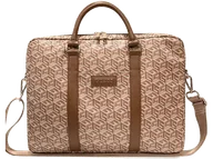 Torby na laptopy - Torba na laptopa GUESS GCube Stripes Brązowy - miniaturka - grafika 1
