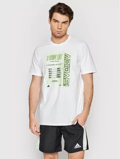 Koszulki męskie - Adidas T-Shirt Digital Dna Graphic Tee HE4831 Biały Regular Fit - grafika 1