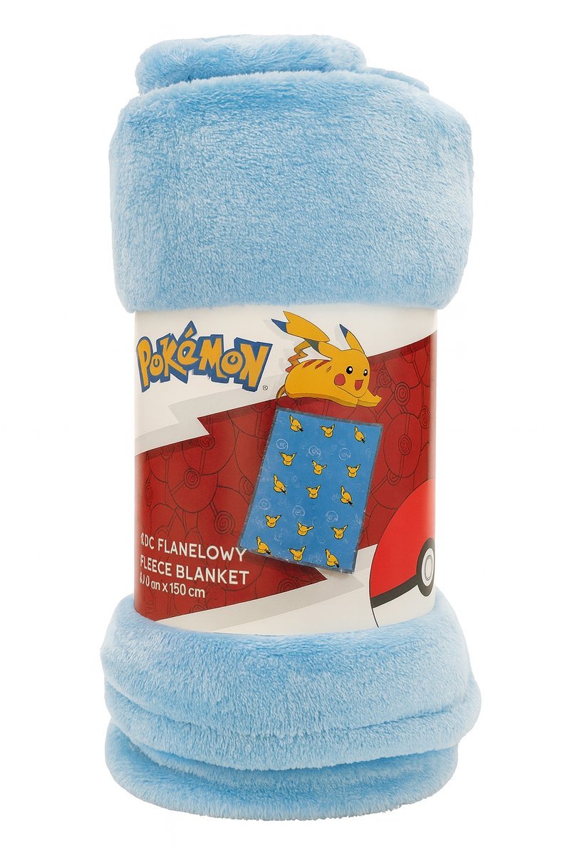 CARBOTEX Flanelowy koc kocyk dziecięcy POKEMON PIKACHU 130x160 cm s837