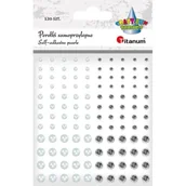 Szkolne artykuły papiernicze - Perełki samoprzylepne okrągłe 120szt białe srebrne - Titanum - miniaturka - grafika 1