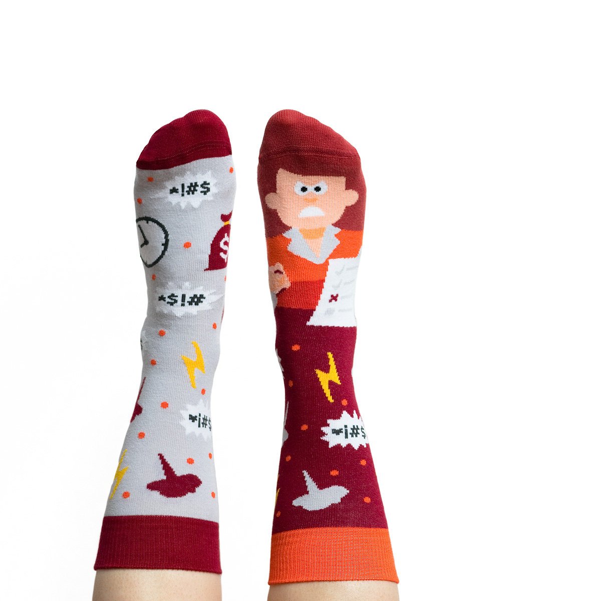 Kolorowe skarpetki bawełniane - Boss Lady - 44-46 - Śmieszne skarpetki Nanushki