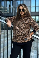 Bluzy damskie - Bluza z kapturem oversize STAY HERE panterka - SHOPAHOLIC`S DREAM - miniaturka - grafika 1