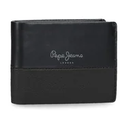 Portfele - Pepe Jeans Podwójny Portfel Poziomy z Portfelem Czarny 11x8x1 cm Skóra by Joumma Bags, Czarny (Black), Talla única, Poziomy portfel z portfelem - miniaturka - grafika 1