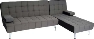 Sofa rozkładana HWC-K22, narożnik rozkładany, powierzchnia spania lewa/prawa 236cm ~ tkanina/tekstylia ciemnoszary, czarny - Sofy i kanapy - miniaturka - grafika 1
