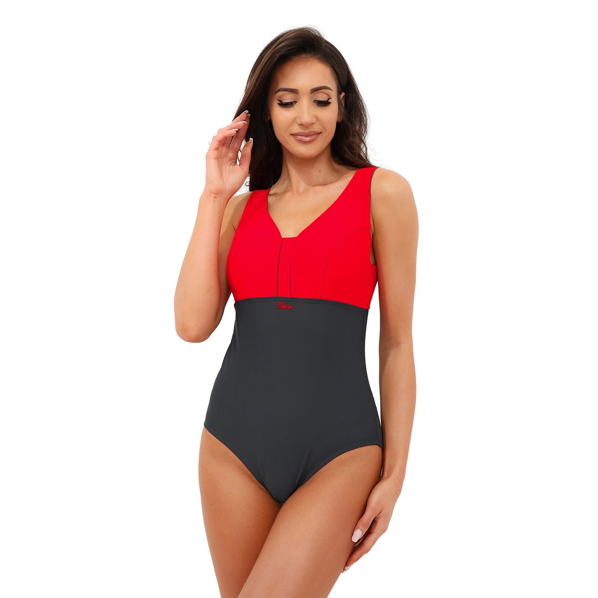 Strój damski grafit czerwony 2XL