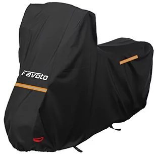 Favoto Pokrowiec na motocykl 210D Oxford osłona motocykla z wysoką szybą odblaskową taśmy, wodoodporny kurz deszcz wiatr ptasie odchody, 220x105x160cm czarny - Akcesoria motocyklowe - miniaturka - grafika 1