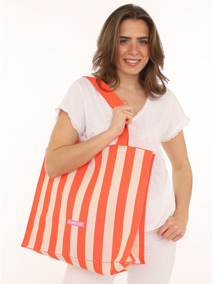 Zwillingsherz Shopper bag w kolorze pomarańczowo-beżowym