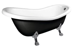 Polysan Retro Wanna wolnostojąca 147x69,5 cm czarno-biała/chrom mat 85326 - Wanny - miniaturka - grafika 1