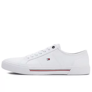 Buty sportowe męskie - Buty Tommy Hilfiger Core Corporate Vulc FM0FM04561-YBS - białe - grafika 1