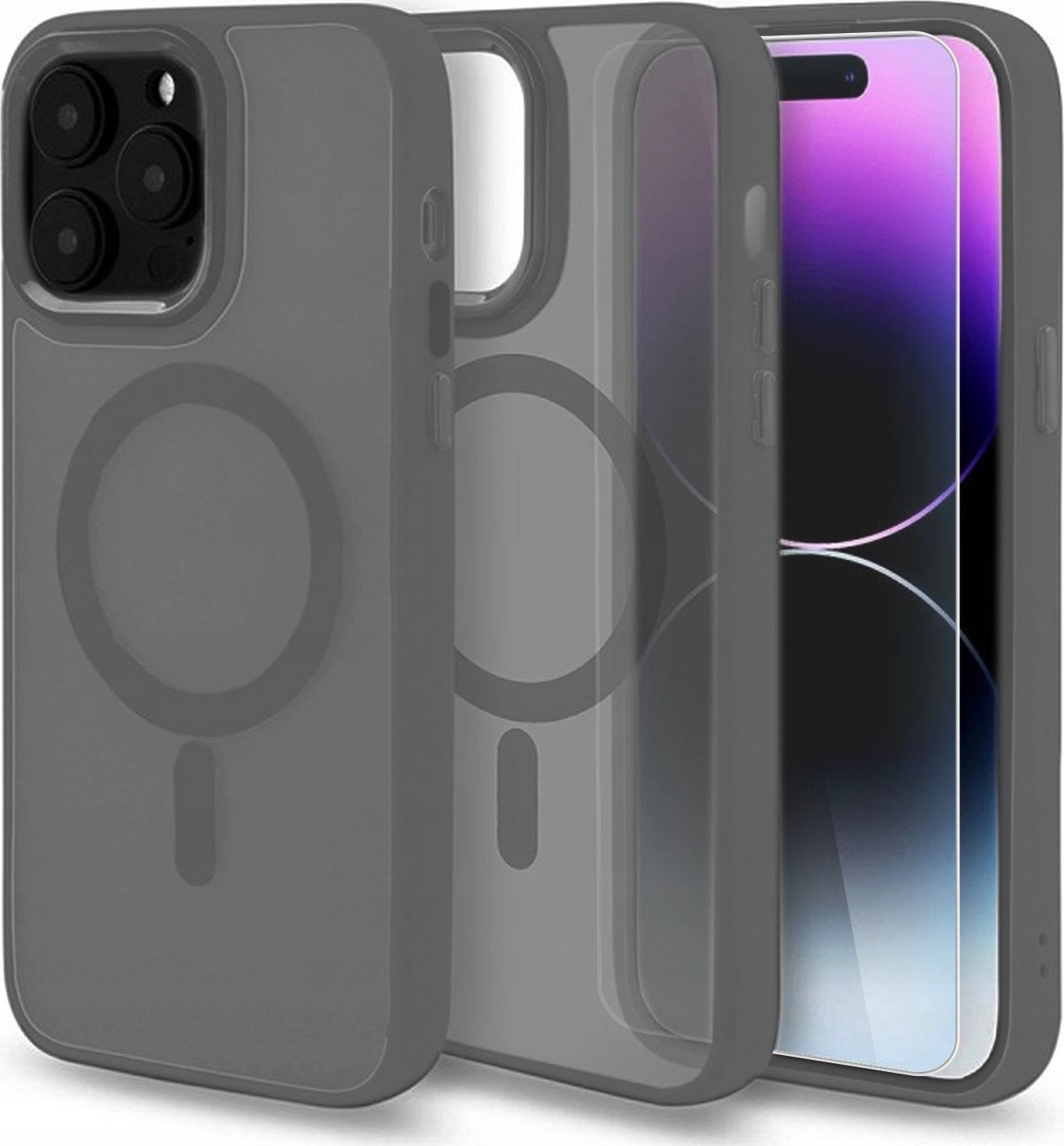 Hello Case Etui MagSafe do Apple iPhone 13 / 14 Szare, Pancerne, Matowe SZKŁO 9H