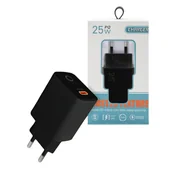 Ładowarki do telefonów - ECOBOX ŁADOWARKA SIECIOWA TYP-C 25W LED PD CZARNA - miniaturka - grafika 1