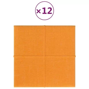 Panele ścienne, 12 szt., żółte, 30x30 cm, tkanina, 1,08 m² - Panele ścienne i boazeria - miniaturka - grafika 3