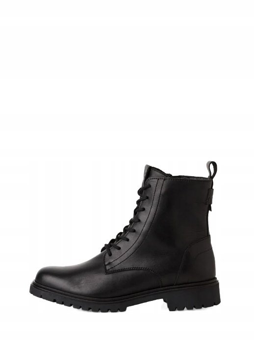 TAMARIS CZARNE SKÓRZANE BOTKI Z PODESZWĄ Z ROWKAMI 38 6AA