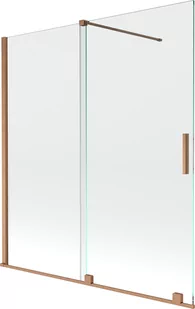 Mexen Velar parawan nawannowy 2-skrzydłowy przesuwny 150 x 150 cm, transparent, miedź szczotkowana - 896-150-000-01-65 - Parawany nawannowe - miniaturka - grafika 1
