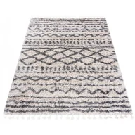 Dywany - Kremowy dywan shaggy w szare szlaczki L7-L84 - miniaturka - grafika 1