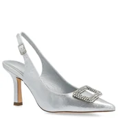 Czółenka - Szpilki bez pięty z ozdobą - MENBUR 25879 SREBRNE - miniaturka - grafika 1