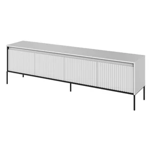 Szafka RTV ryflowana TREND 06 biały/czarne nogi - Szafki RTV - miniaturka - grafika 1