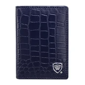 Etui na dokumenty i karty - Mały skórzany portfel RFID KUK-77TCRNBLUEL (Granatowy, Croco) - miniaturka - grafika 1