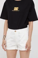Spodenki damskie - Pepe Jeans Pepe Jeans szorty bawełniane BALBOA SHORT damskie kolor biały gładkie medium waist - miniaturka - grafika 1