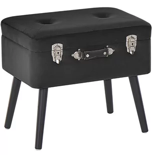 Beliani Hoker czarny welur MALLARD - Taborety i hokery - miniaturka - grafika 1