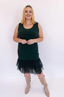 Sukienki - Butelkowo Zielona Bawełniana Halka Damska z Koronką UNI - miniaturka - grafika 1