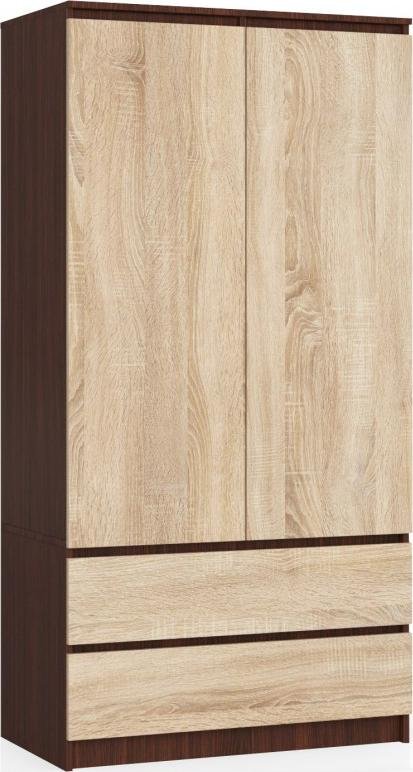 Fabryka Mebli Akord SZAFA S 90 cm 2 DRZWI 2 SZUFLADY WENGE / SONOMA