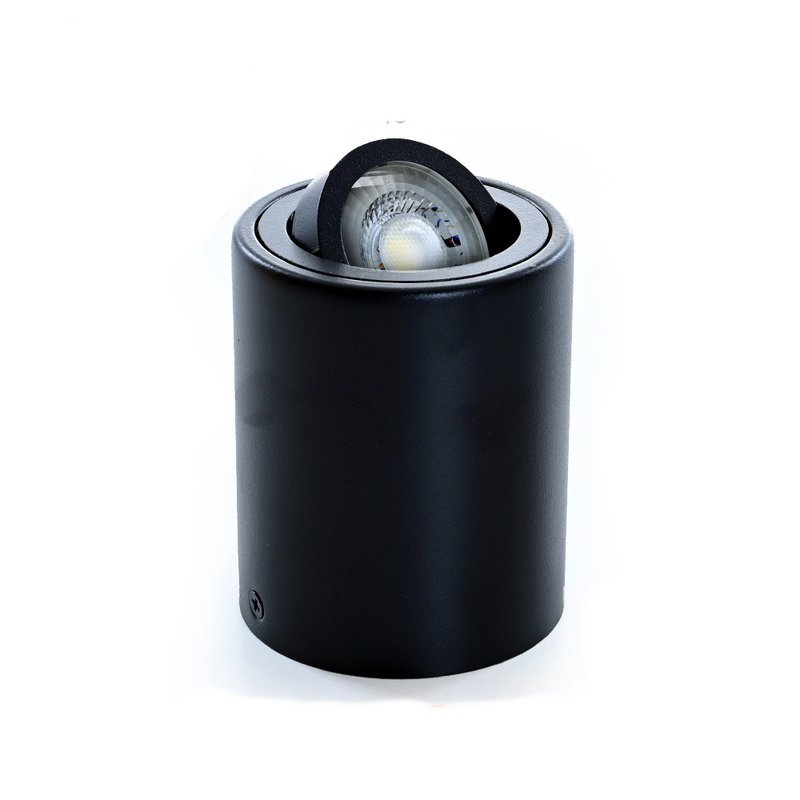 Lampa sufitowa GAMA-SR Reflektor natynkowy Oprawa natynkowa Ø80mm Reflektor obrotowy 45° Okrągły Czarny aluminium z gniazdem GU10
