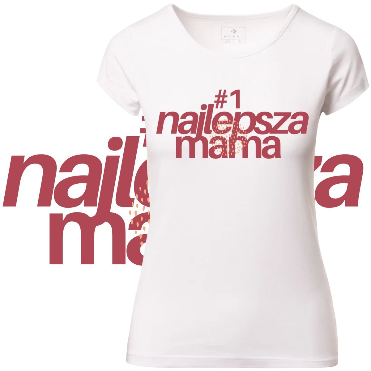 T-Shirt Damski Koszulka Nadruk Najlepsza Mama Dzień Matki Prezent L