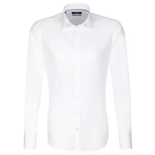 Seidensticker Męska koszula biznesowa, niewymagająca prasowania koszula o bardzo wąskim kroju – X-Slim Fit – długi rękaw – kołnierz Kent, biały (biały 01), 36 - Koszule męskie - miniaturka - grafika 1