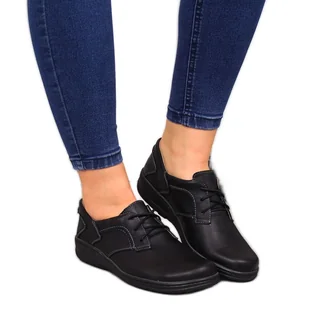 Półbuty damskie skórzane komfortowe czarne Helios 715 - Półbuty damskie - miniaturka - grafika 1