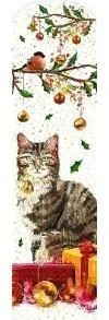 Zakładka tradycyjna Boże Narodzenie Kot - Zakładki do książek - miniaturka - grafika 1