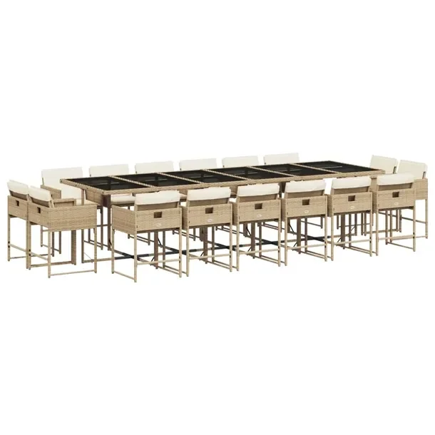 Zestaw Mebli Ogrodowych z Rattanu PE, Stół 330x106x73 cm, Krzesła 50,5x5