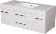 Szafki łazienkowe - Szafka wisząca biały mat z umywalką 120 cm Nela Belli Gold Gante - miniaturka - grafika 1