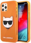 Etui i futerały do telefonów - Karl Lagerfeld KLHCP12MCHTRO iPhone 12/12 Pro 6,1" pomarańczowy/orange hardcase Glitter Choupette Fluo - miniaturka - grafika 1