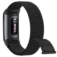 Akcesoria do smartwatchy - opaska pasek bransoleta NYLON Fitbit CHARGE 5 / 6 czarna - miniaturka - grafika 1