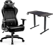Fotele gamingowe - Fotel Diablo Chairs X-ONE 2.0 NORMAL czarny + EGON 1100 Orzechowe 110 cmx60 cm - miniaturka - grafika 1
