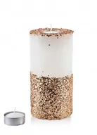 Świece - Lumarko Świeca Lampion Walec 120x240 Diament Biały Złote Kryształki - miniaturka - grafika 1