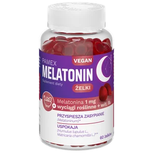 Pamex Melatonin, żelki, 60 sztuk - Układ nerwowy - miniaturka - grafika 1
