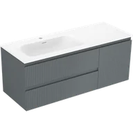 Szafki łazienkowe - Mexen Rivel szafka łazienkowa 120 cm z umywalką Vela lewą, 2S, 1D, ryflowana, grafit/biała mat - 91A23-12047-3-BBFFF66-W23L01 - miniaturka - grafika 1