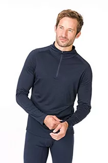 Koszulki męskie - super.natural męska koszulka z długim rękawem, z wełny merynosów, M BASE 1/4 ZIP 175, rozmiar: M, kolor: ciemnoniebieski SNM002464 - grafika 1