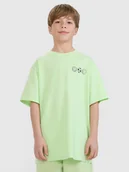 Koszulki dla chłopców - 4F T-shirt oversize z nadrukiem chłopięcy - zielony 122 (6-7 lat) - miniaturka - grafika 1