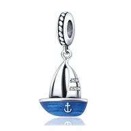Wisiorki - Zawieszka SREBRO 925 Charms koralik do PANDORA Niebieska Łódka - miniaturka - grafika 1